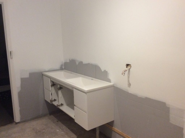 Bathroom sink in progress